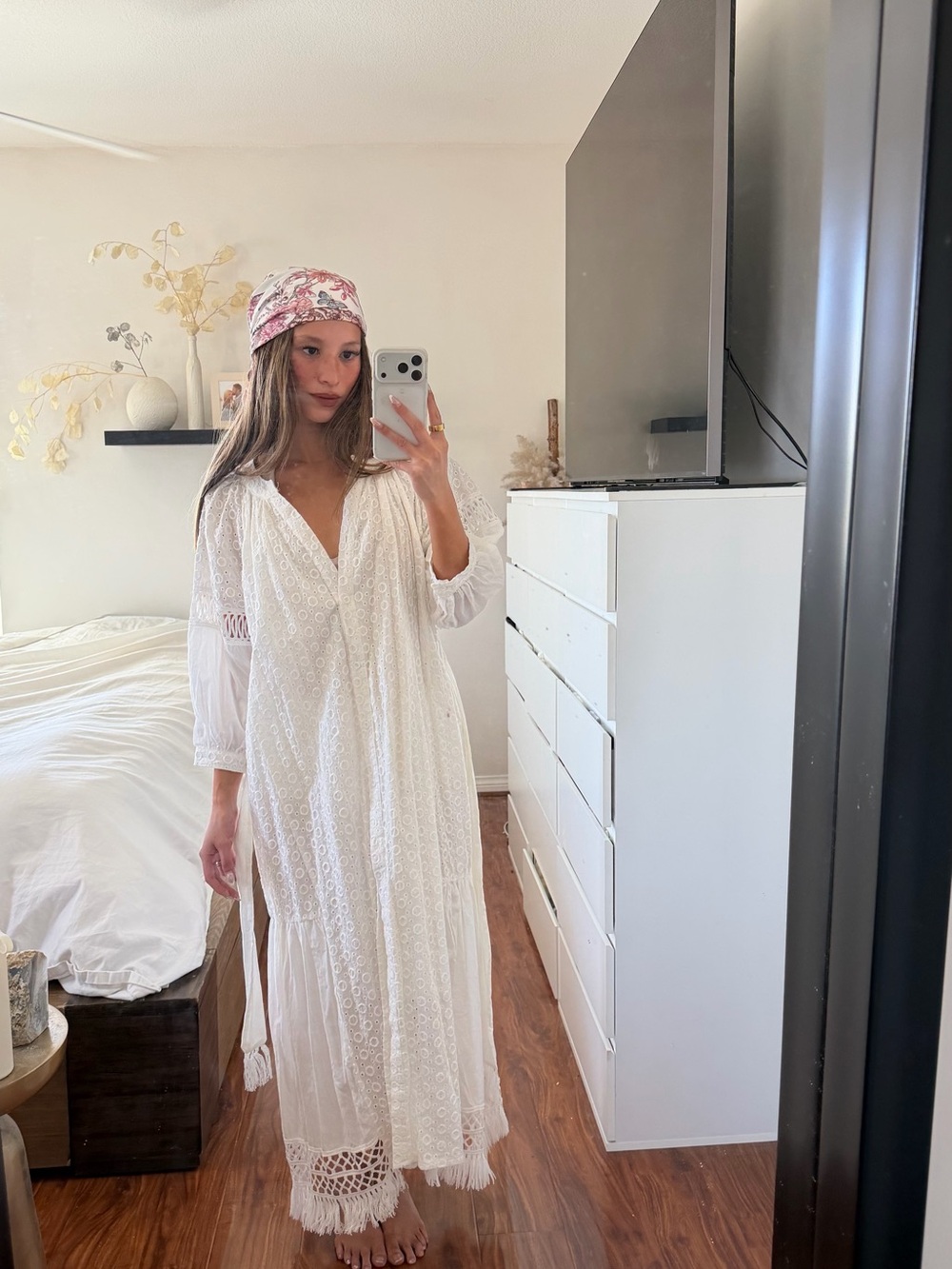storets White Eyelet Lace Maxi Dress with Tassel Tie - Picture 2 of 4